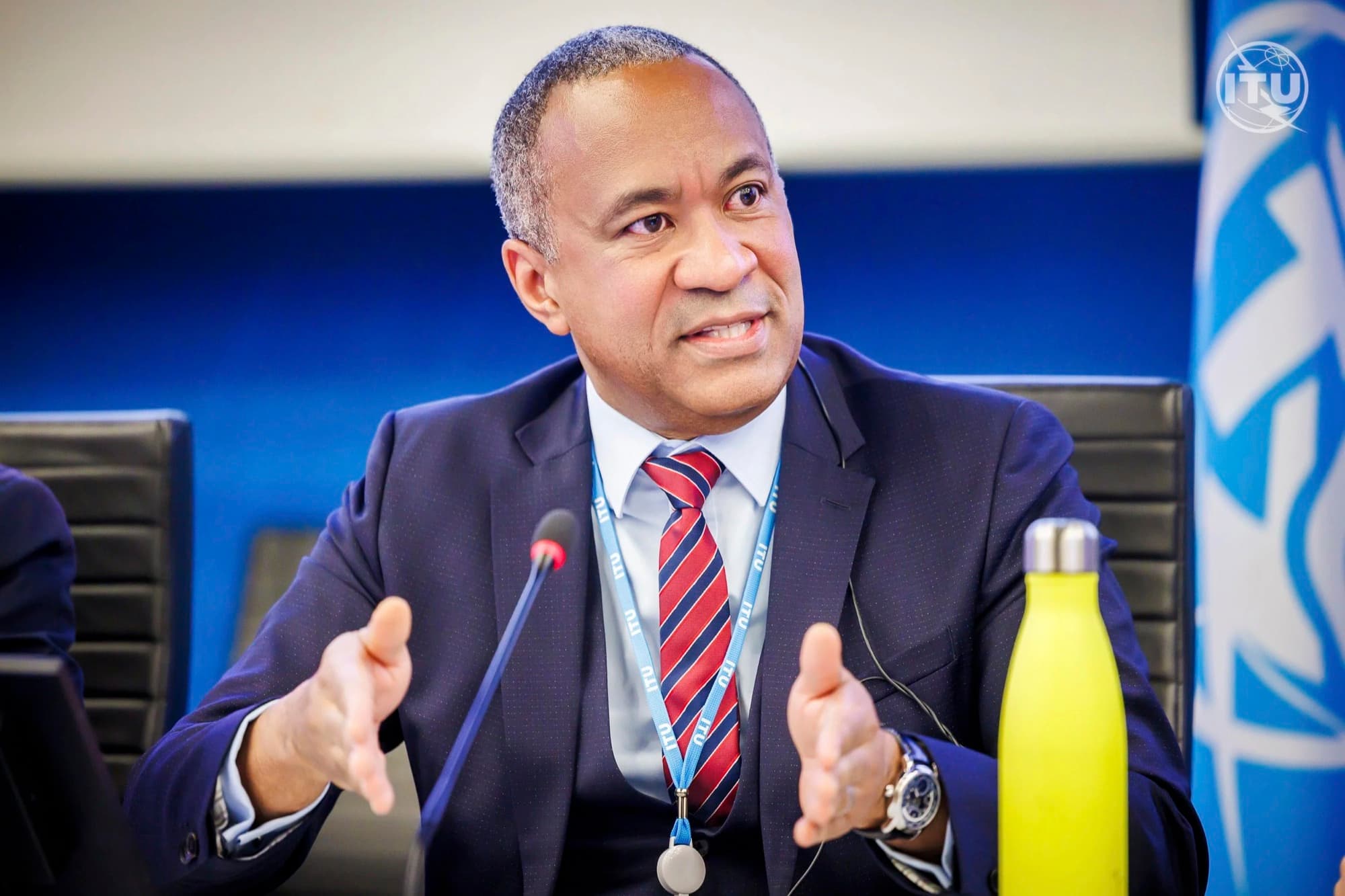 Stephen Bereaux addressing an ITU meeting